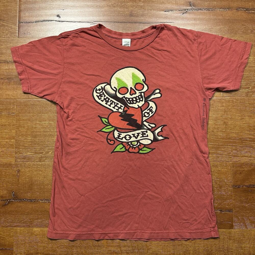 Vintage Ed Hardy T Shirt Mens S Red Christian Audigier Skull Heart Death Y2K VTG